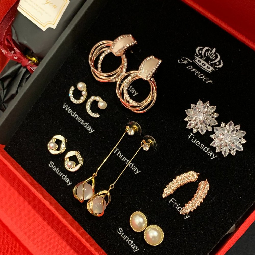 7 Days of the Week Earrings Set Weekly Jewelry Gift Set